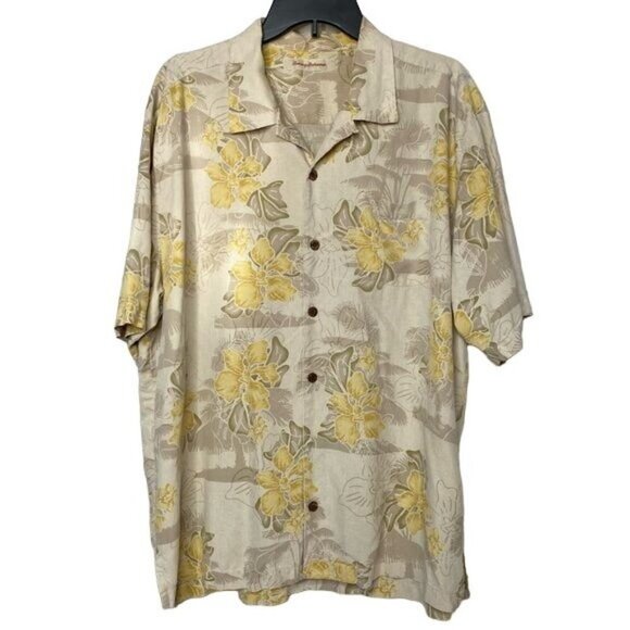 Tommy Bahama Other - Vintage Tommy Bahama Hawaiian Style Button Down Yellow Floral Shirt Size XL